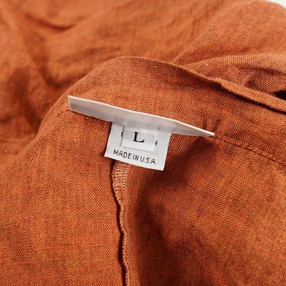 Bryn Walker Orange Linen Straight Leg Asymmetrical Wrap Pants Womens Sz L - Picture 10 of 13